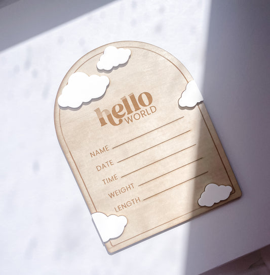 Birth Details Plaque | Cloud | Hello World