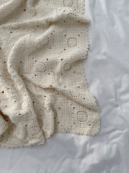 Darling Blanket | Milk | Handmade Bamboo Crochet